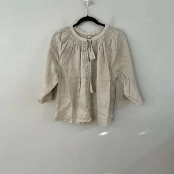MAGASCHONI Linen Embroidered Peasant Top
Hemp Medium - Picture 2 of 7